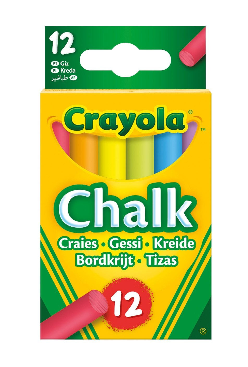 Crayola Anti Dust Coloured Chalks, 12 Pcs