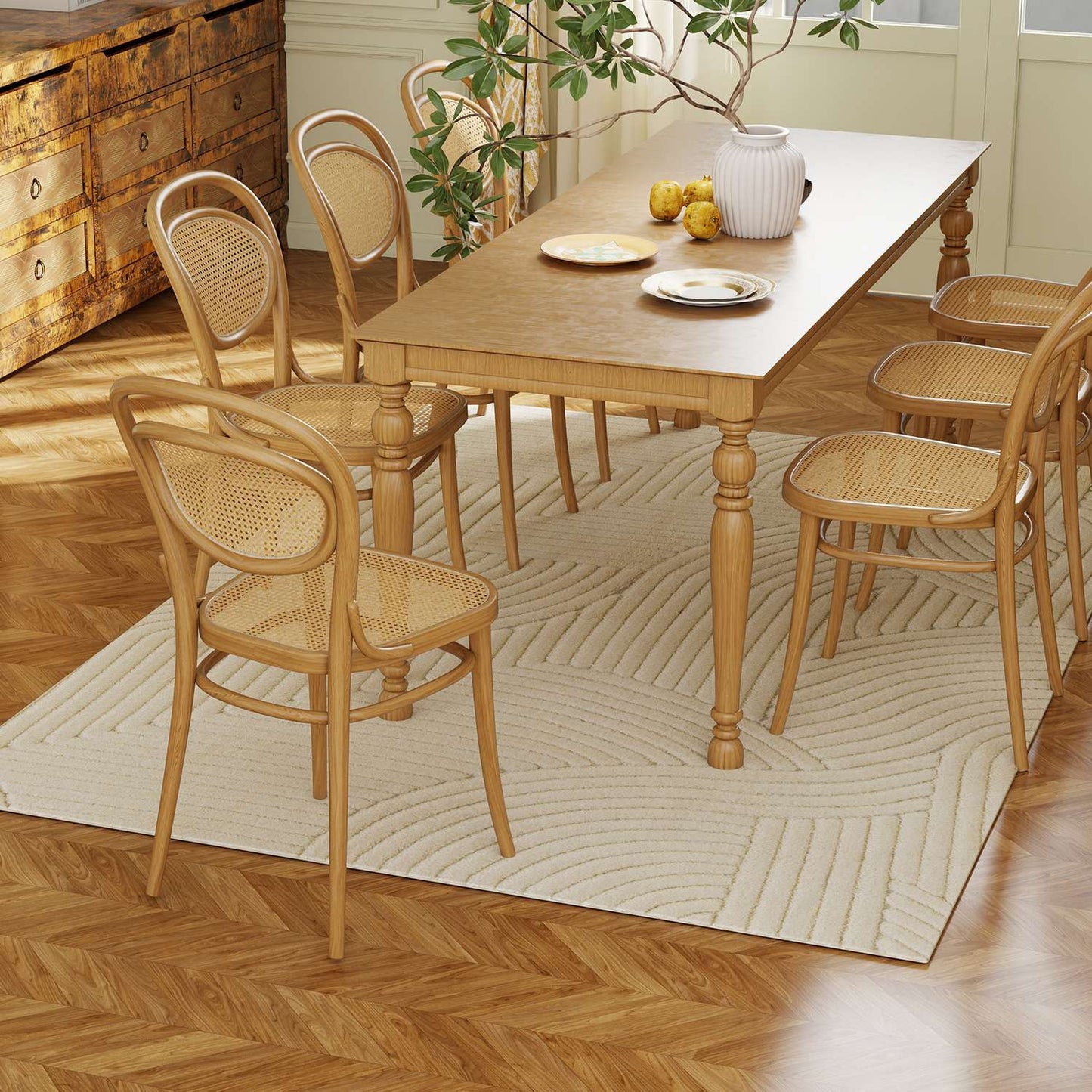 Cream White Area Rug, 15mm Pile, Non-Slip, 200x140 cm