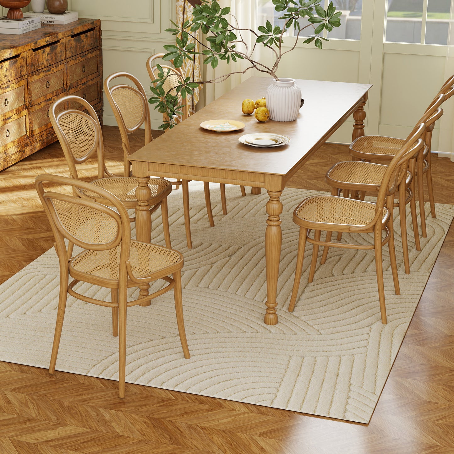 Cream White Area Rug, 15mm Pile, Non-Slip, 230x160 cm