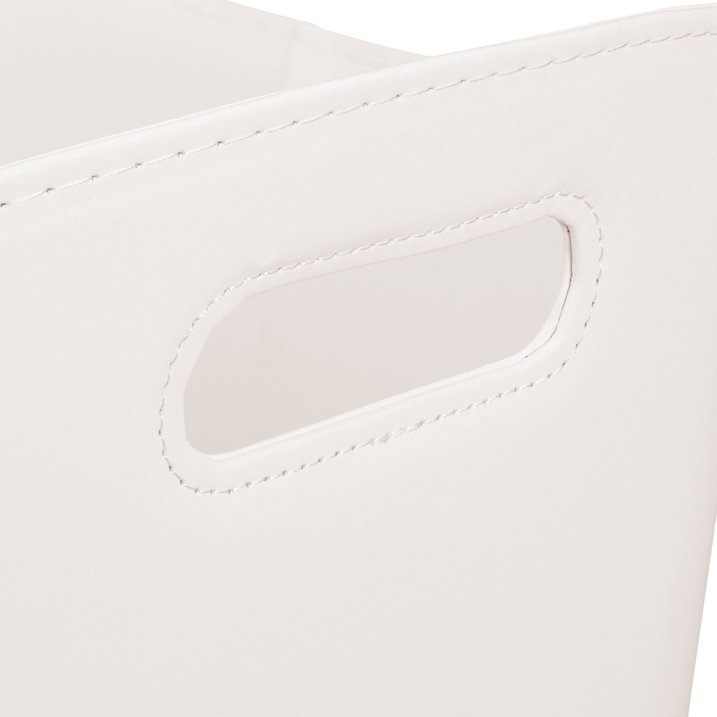 Cream White Wooden basket Artificial leather