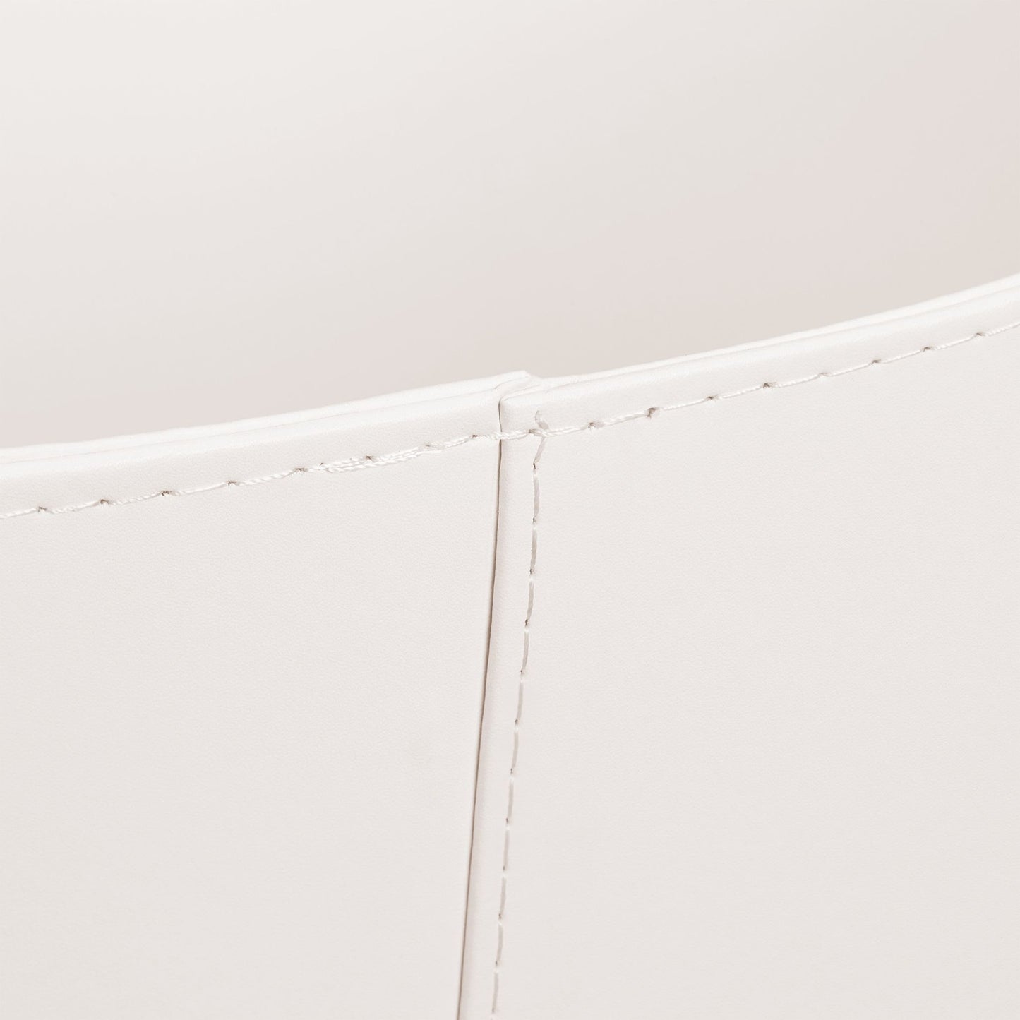 Cream White Wooden basket Artificial leather