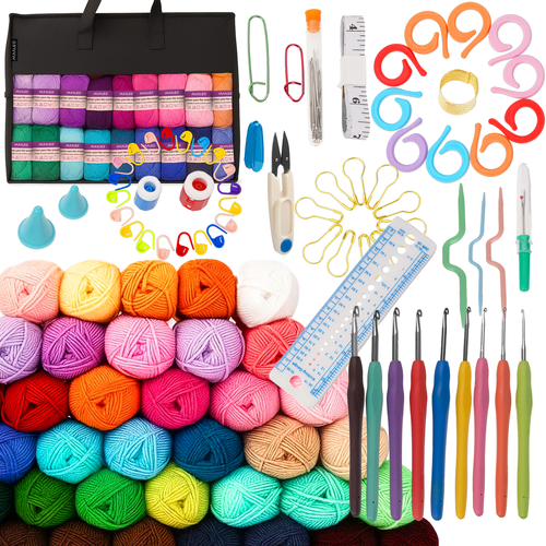 Crochet Kit, 113 Pieces, Includes Hooks and Accessories