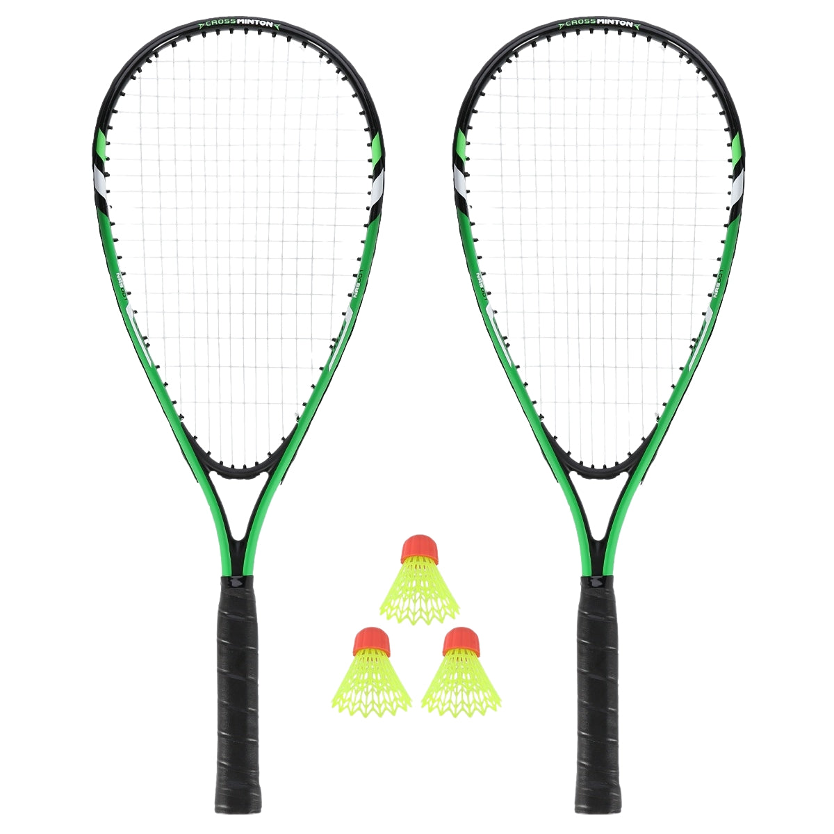 Crossminton Set with 2 Rackets, Shuttlecocks, Green Cover