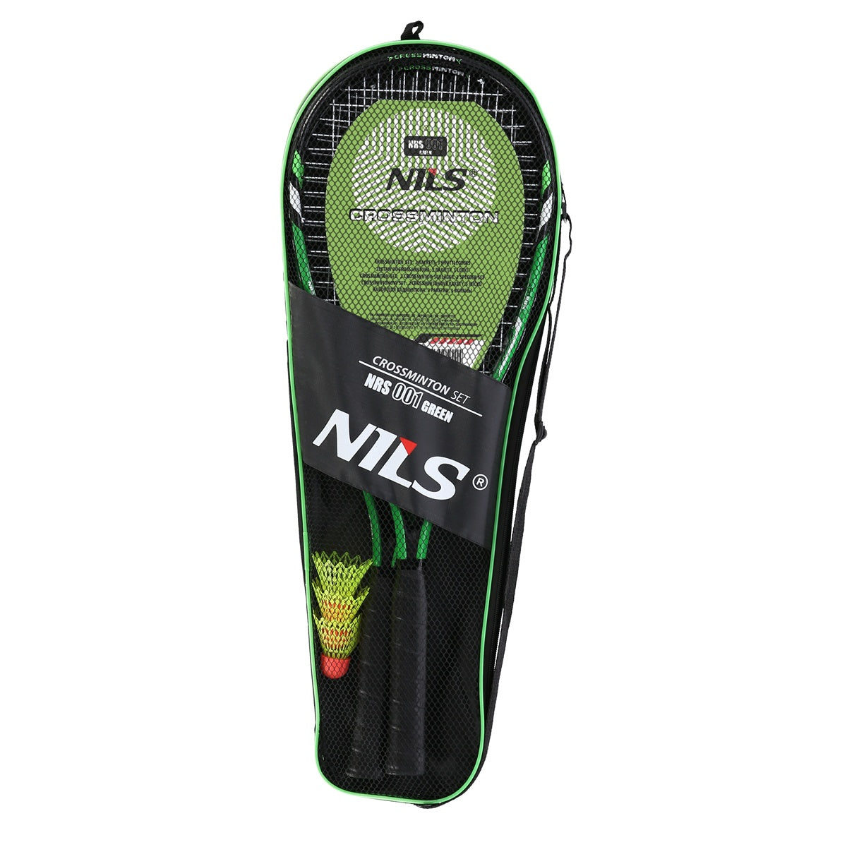 Crossminton Set with 2 Rackets, Shuttlecocks, Green Cover
