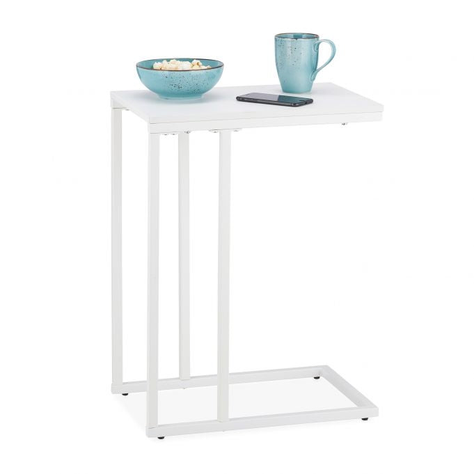 C-shaped side table in white