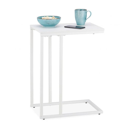 C-shaped side table in white