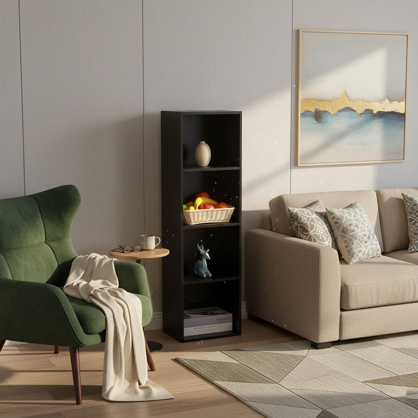 Cube Bookcase with Open Compartments, Freestanding