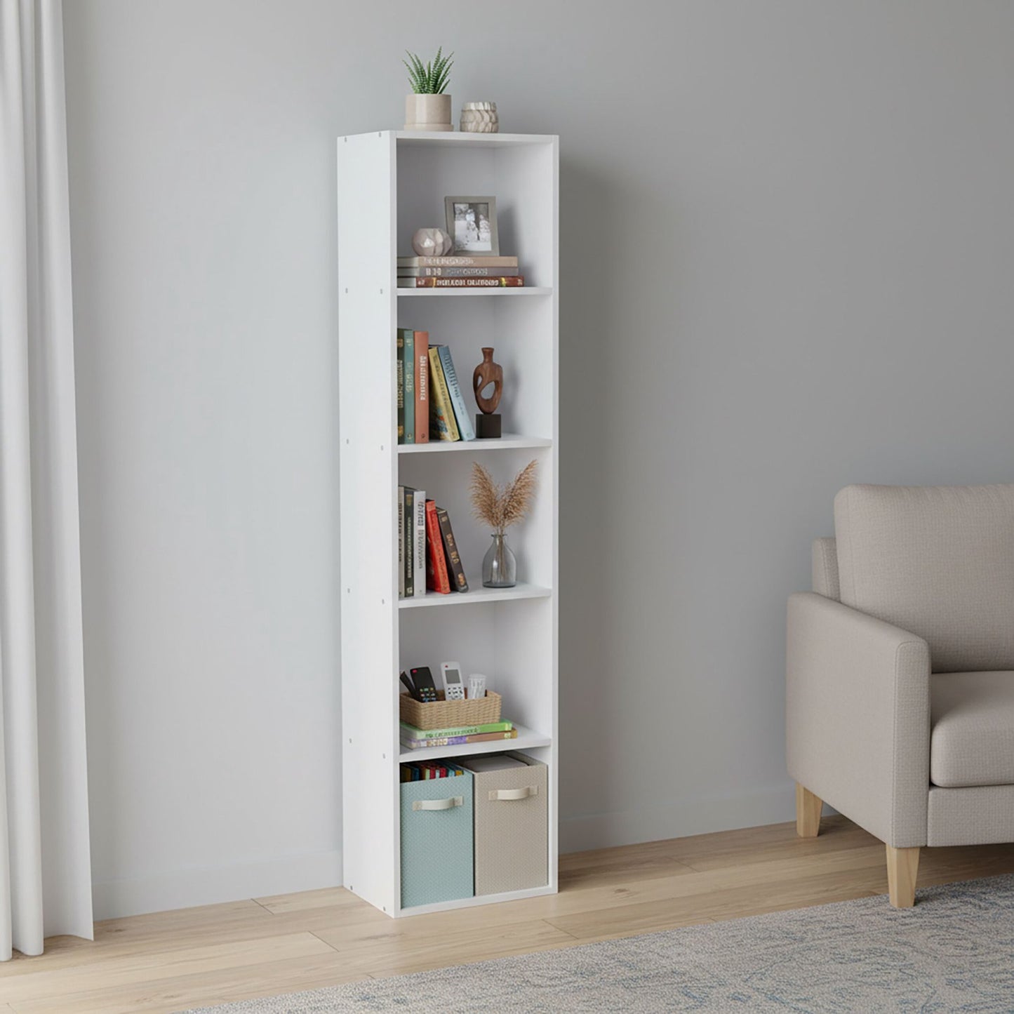 Cube Bookcase with Open Compartments, Freestanding