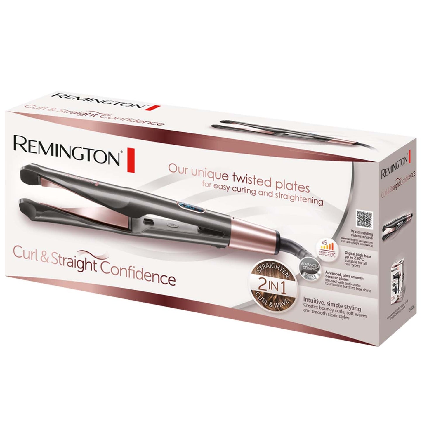 Curl & Straight Hair Styler, Dual Function, Adjustable Heat