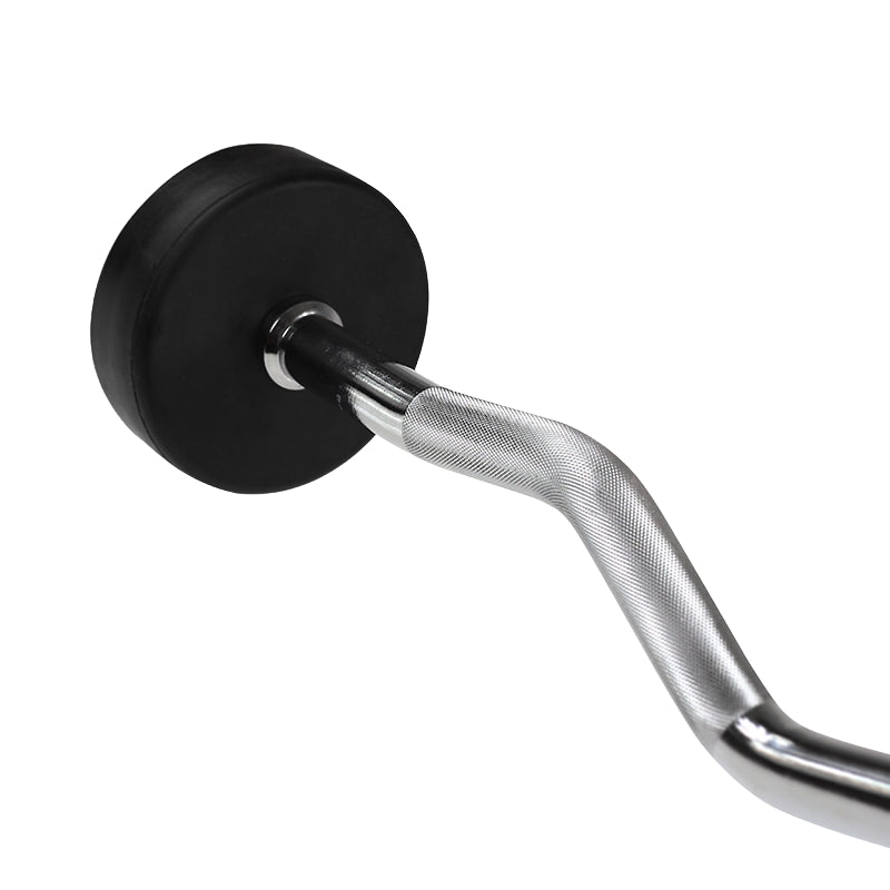Curled Rubber Coated Barbell – 15 kg
