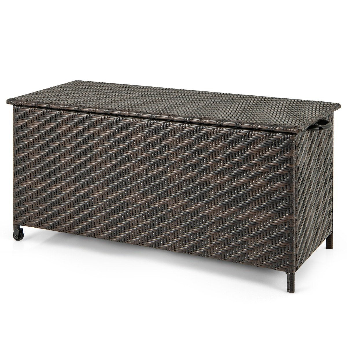 Cushion Box with Wheels & 320L Capacity Waterproof Cushion Box Polyrattan Storage Box