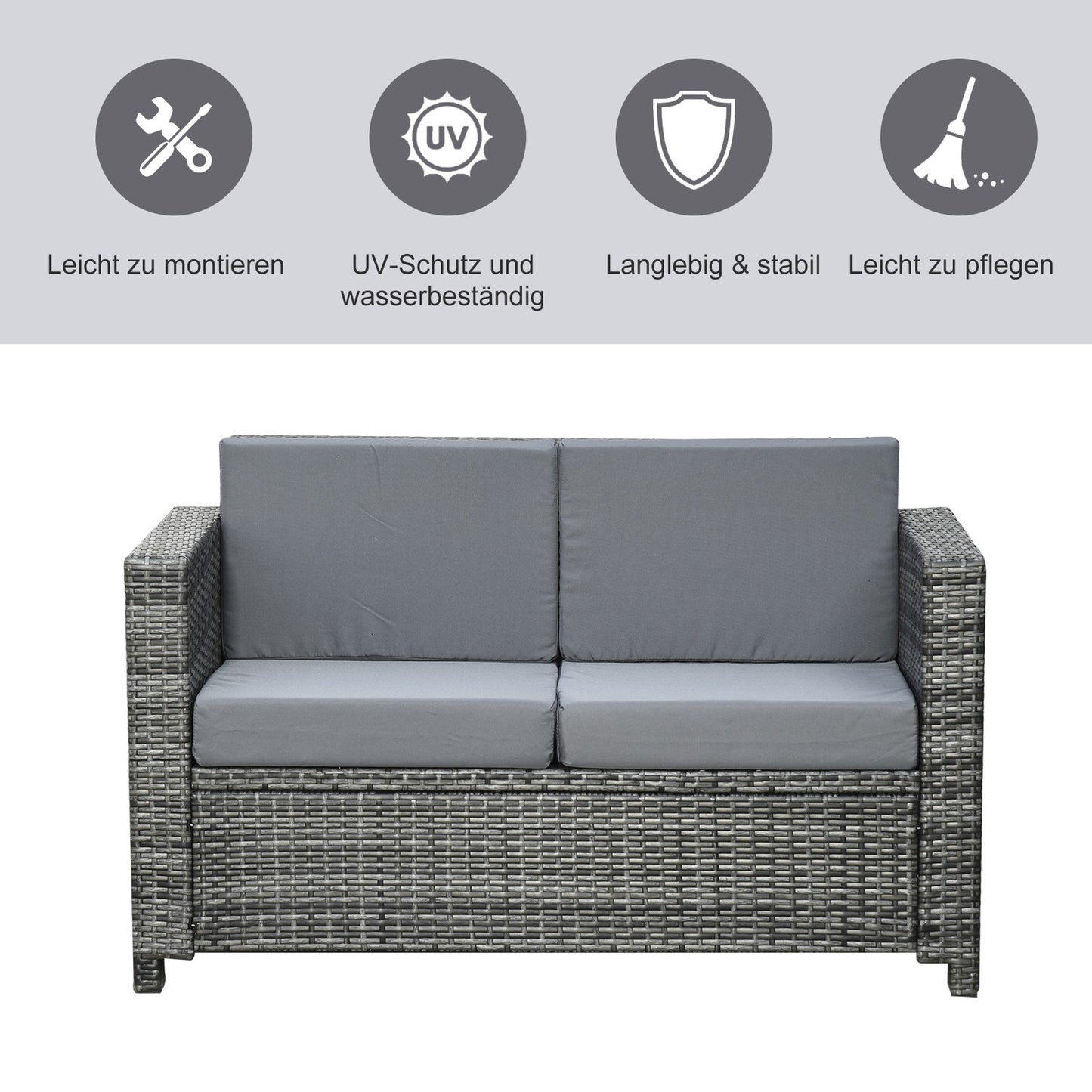Terrace & Balcony Cushion - Metal & Polyester, 130x70x80 cm