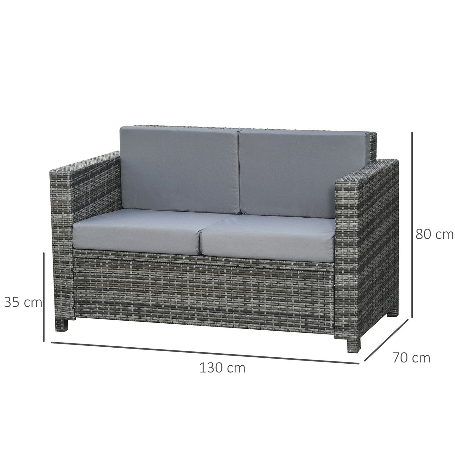Terrace & Balcony Cushion - Metal & Polyester, 130x70x80 cm
