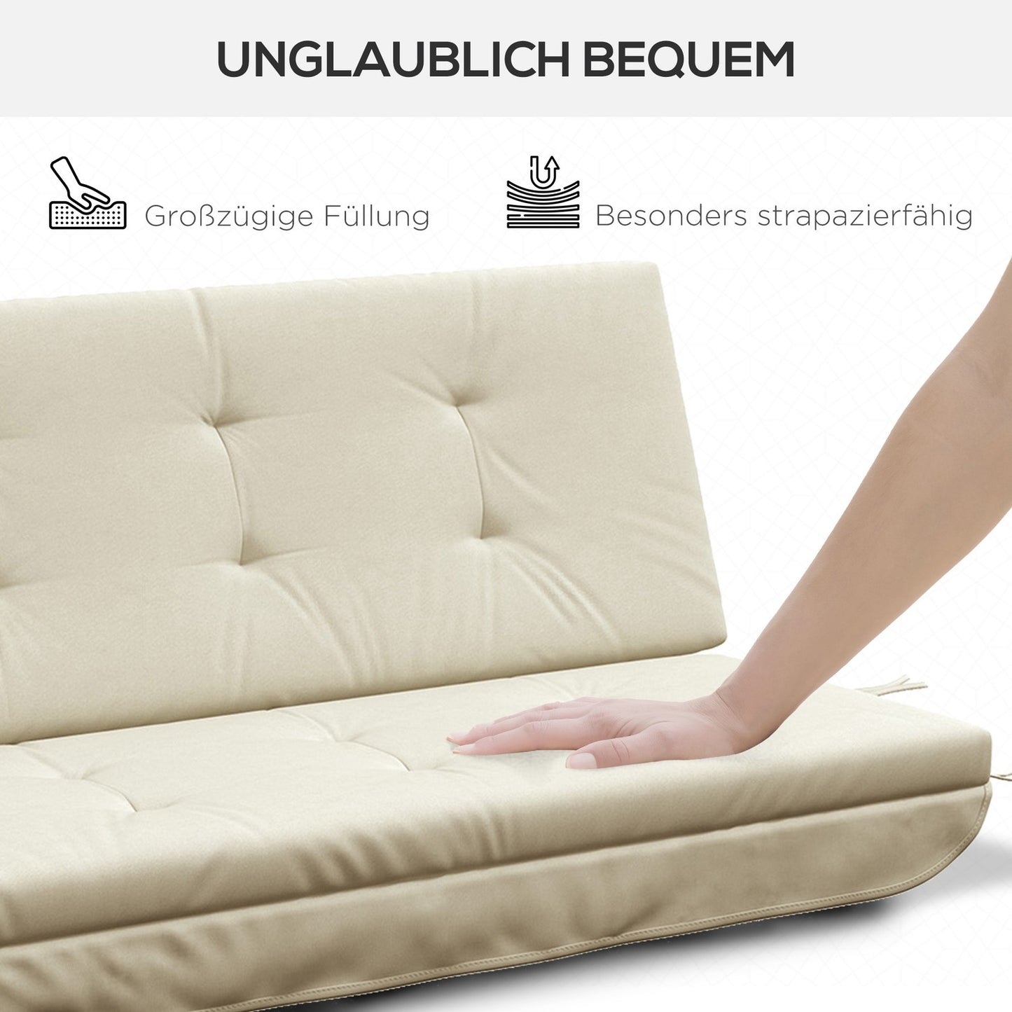 Beige Garden Swing Cushion Set - Fits 170 cm, incl. Back & sides