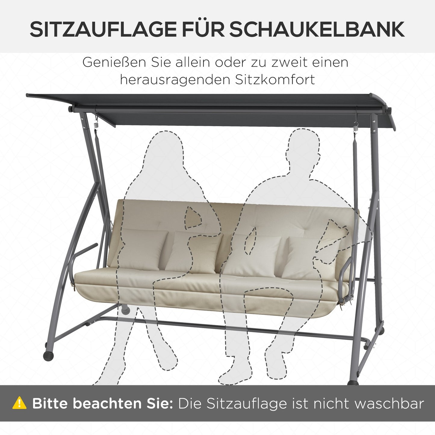 Beige Garden Swing Cushion Set - Fits 170 cm, incl. Back & sides
