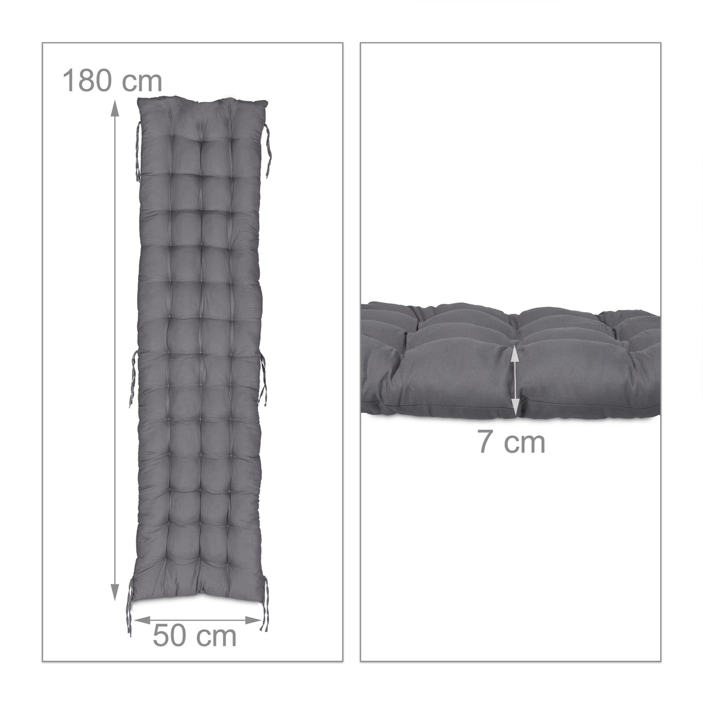 <p>Enhance your outdoor space with our elongated seat cushion, designed for balconies and gardens. This cushion combines comfort with style, featuring a classic gray hue that complements any setting.</p>

<ul>
<li>Enjoy optimal comfort with soft foam rubb