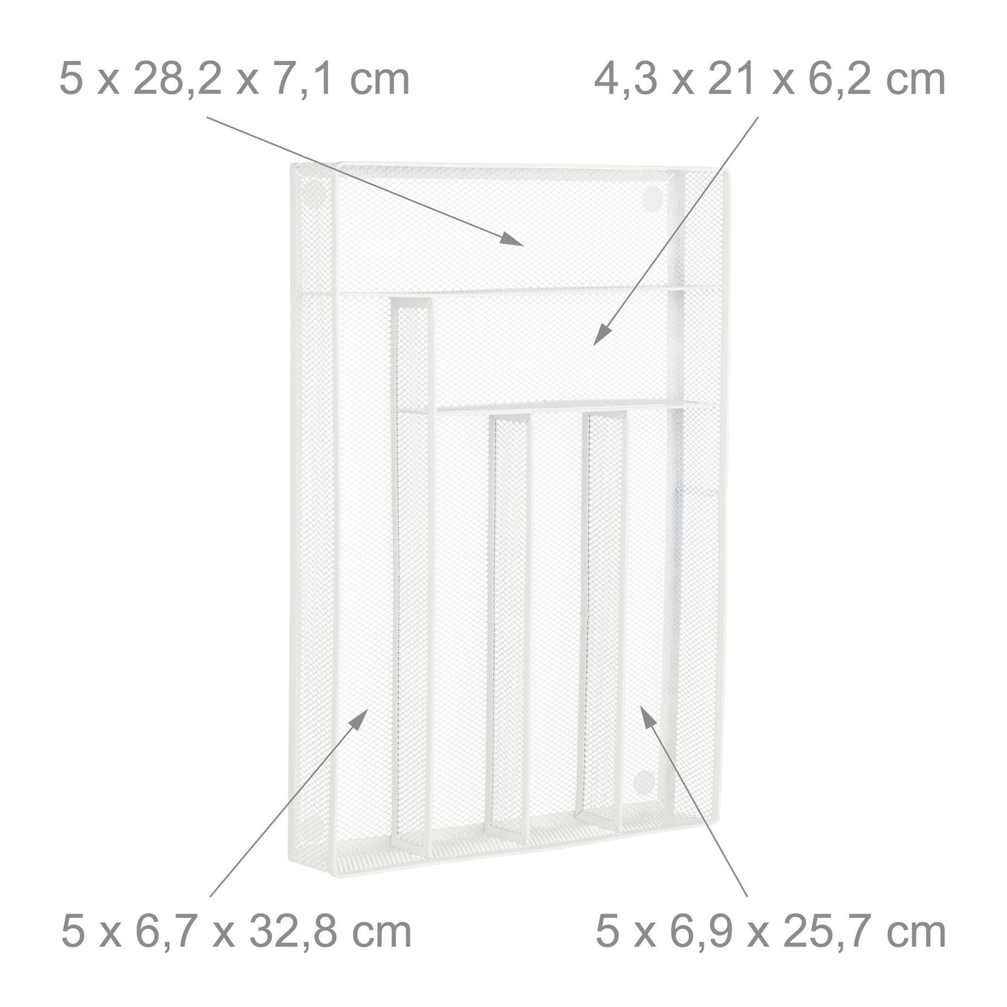 Cutlery box 6 compartments metal