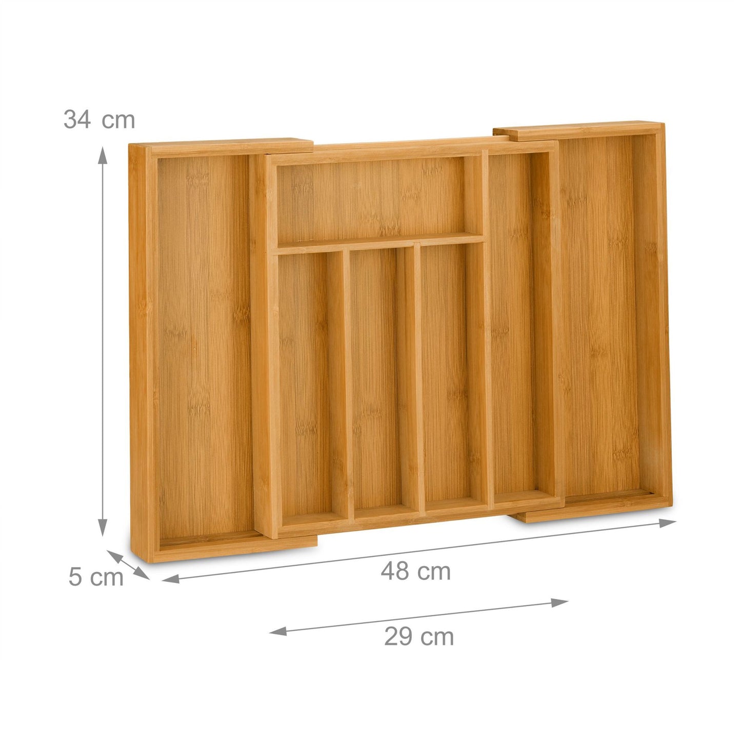 Cutlery box bamboo 48 cm extendable