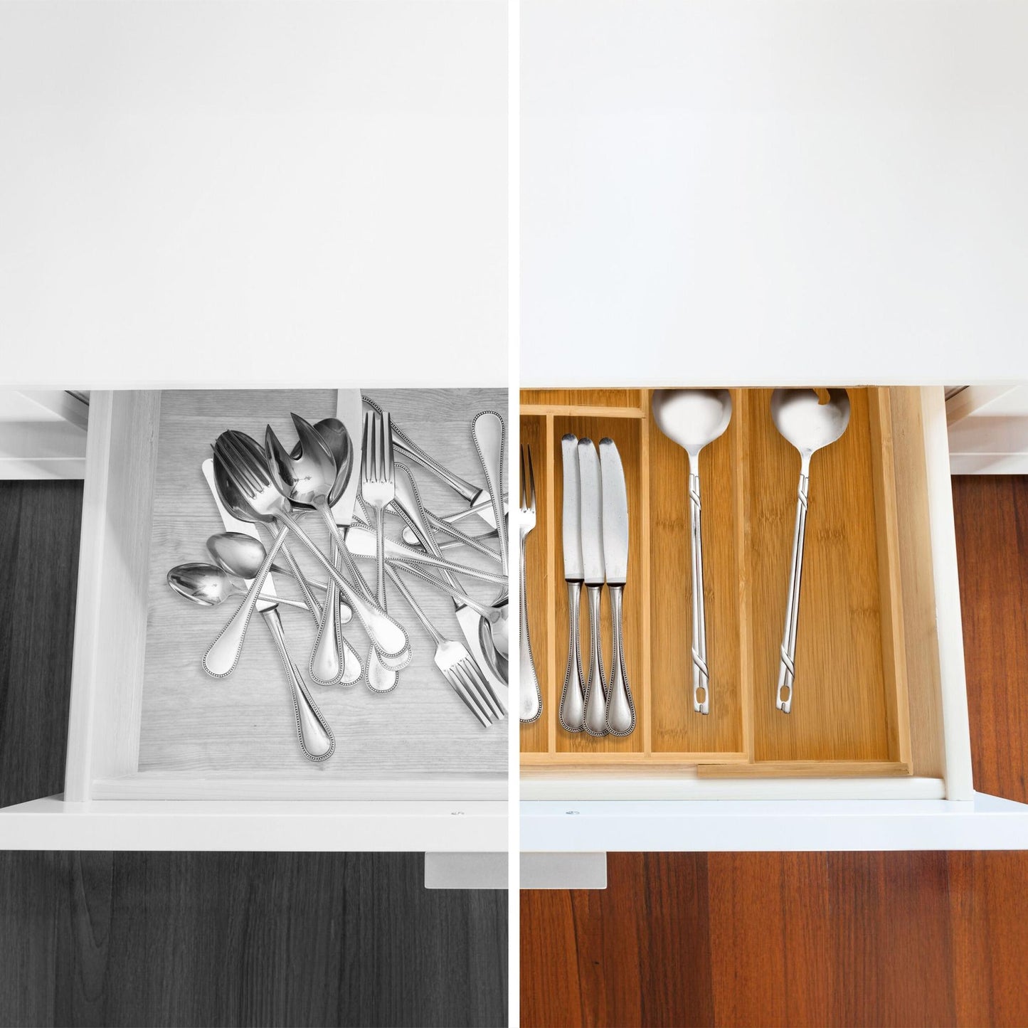Cutlery box bamboo 48 cm extendable