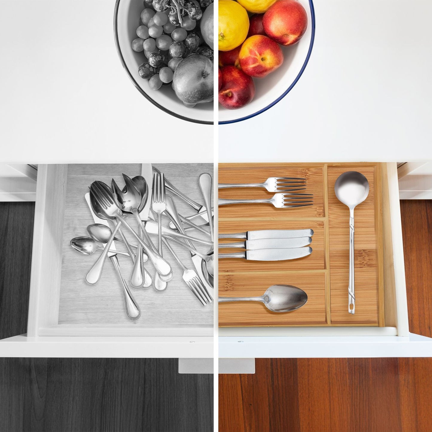 Cutlery box bamboo 4 compartments