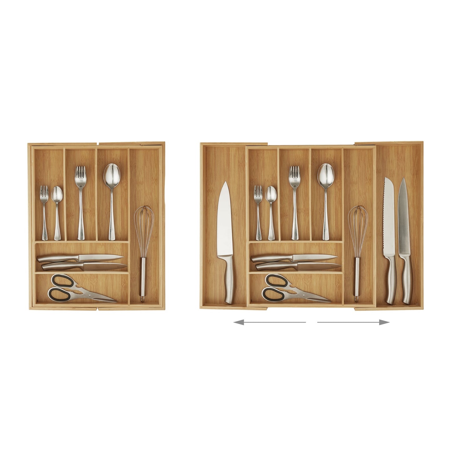 Cutlery box bamboo extendable