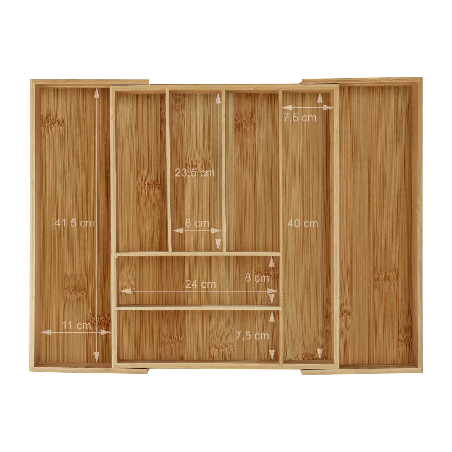 Cutlery box bamboo extendable