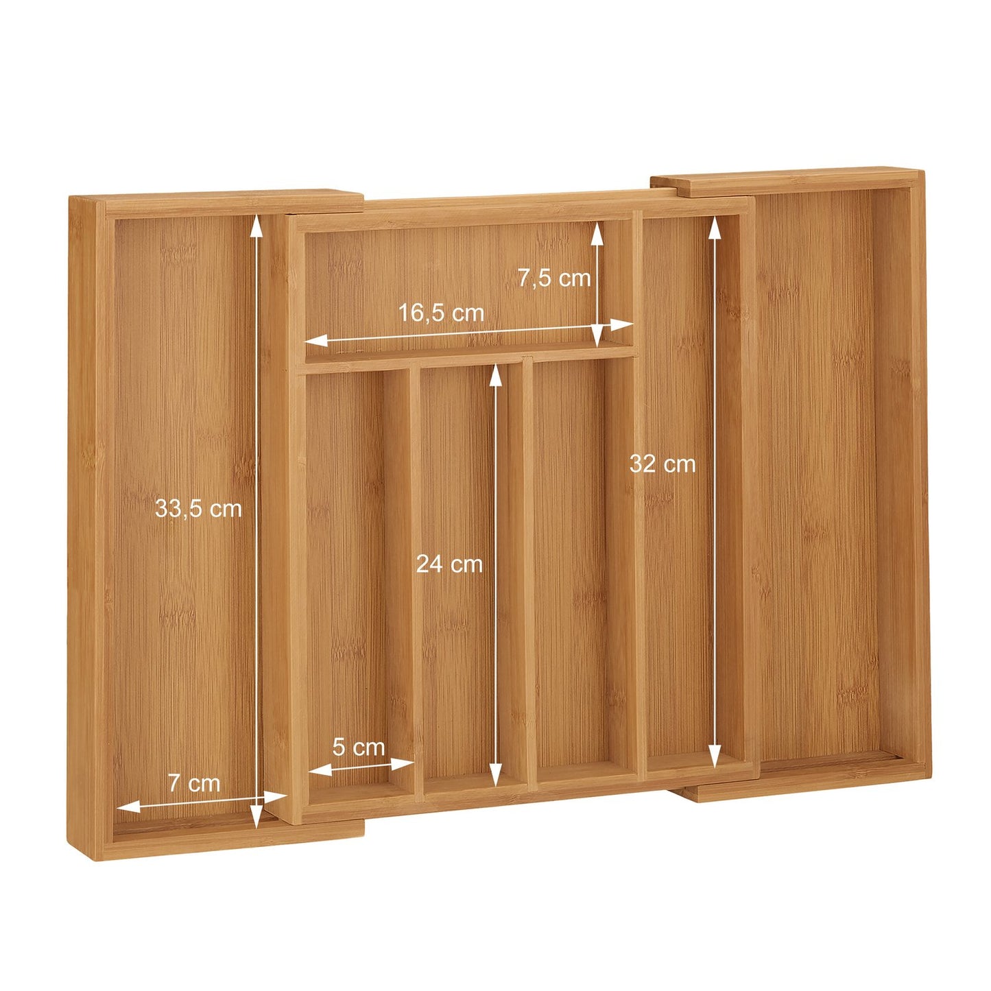 Cutlery box bamboo extendable