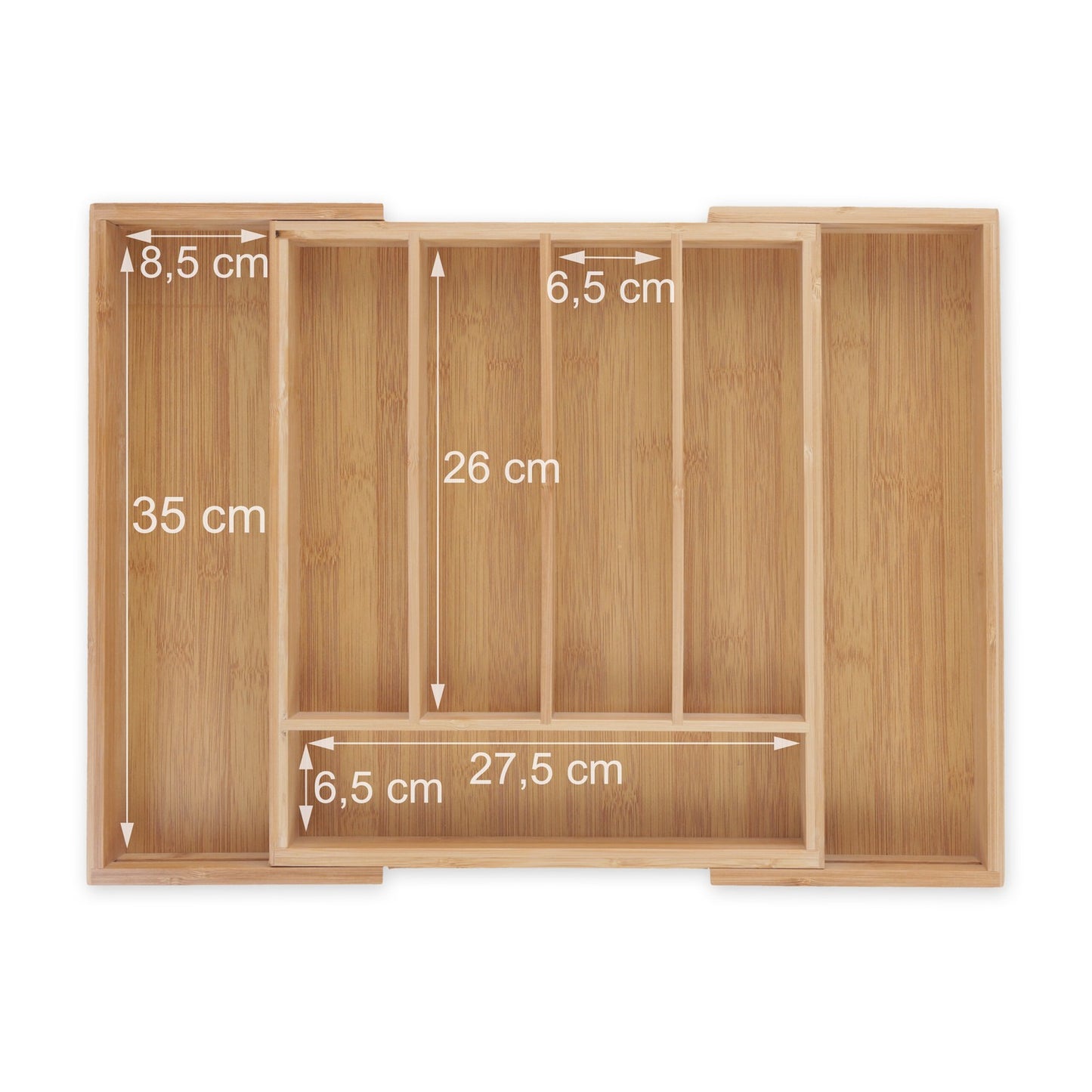 Cutlery box bamboo extendable