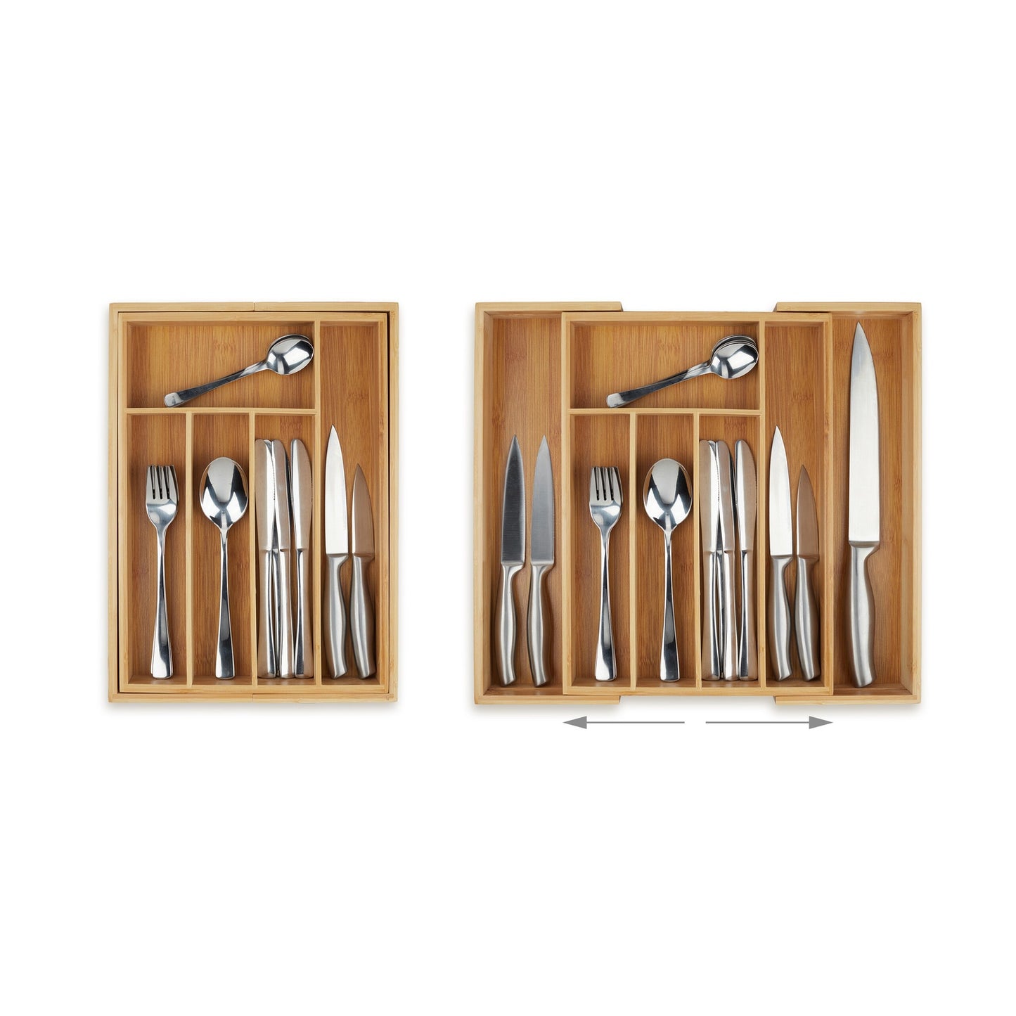 Cutlery box bamboo extendable