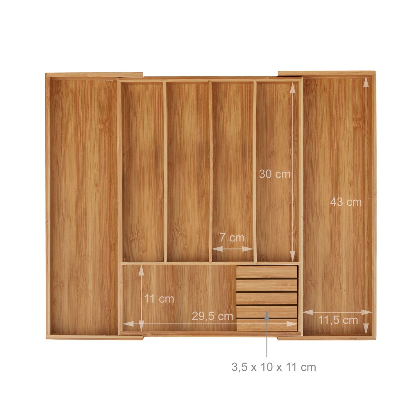 Cutlery box bamboo extendable