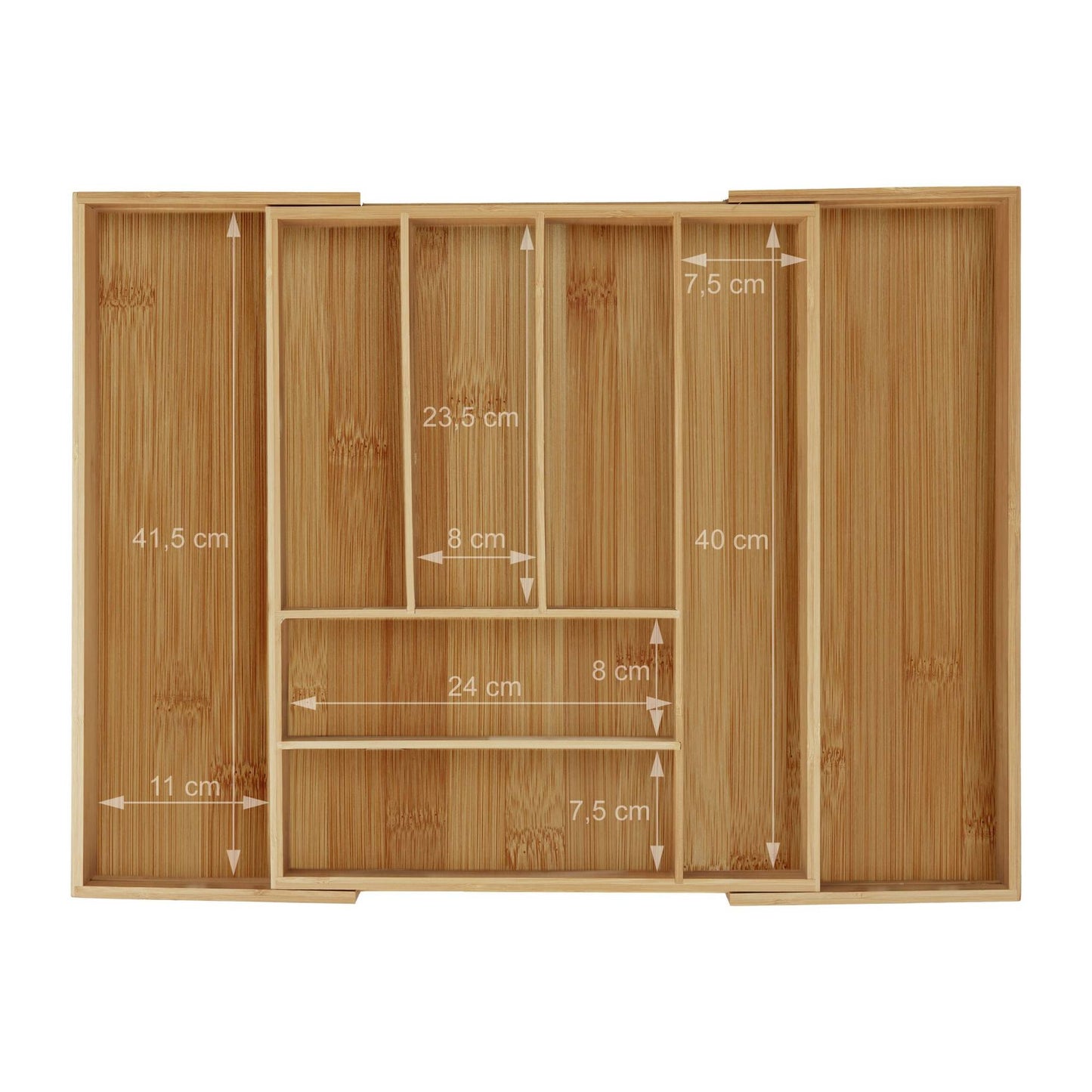 Cutlery box bamboo extendable