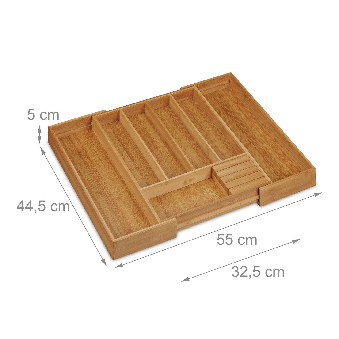 Cutlery box bamboo extendable