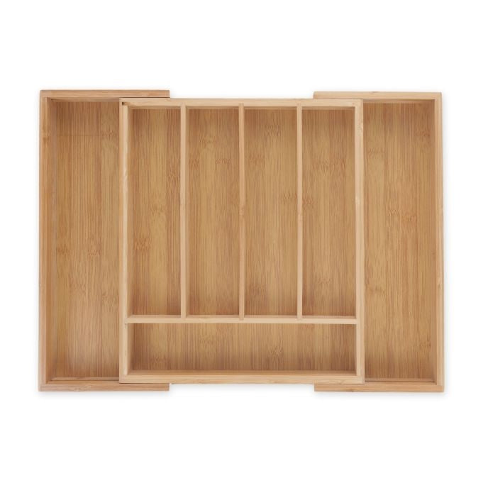 Cutlery box bamboo extendable