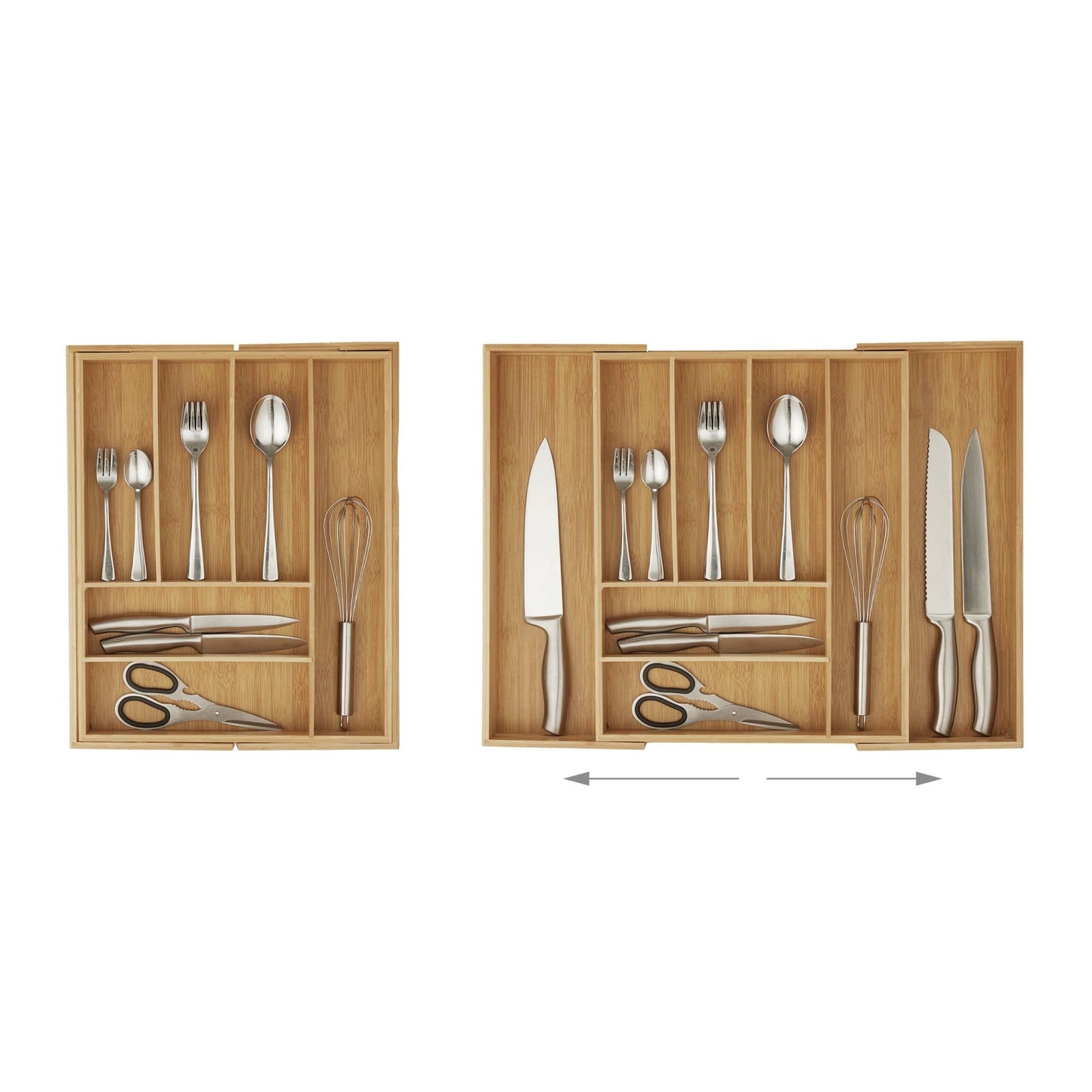 Cutlery box bamboo extendable