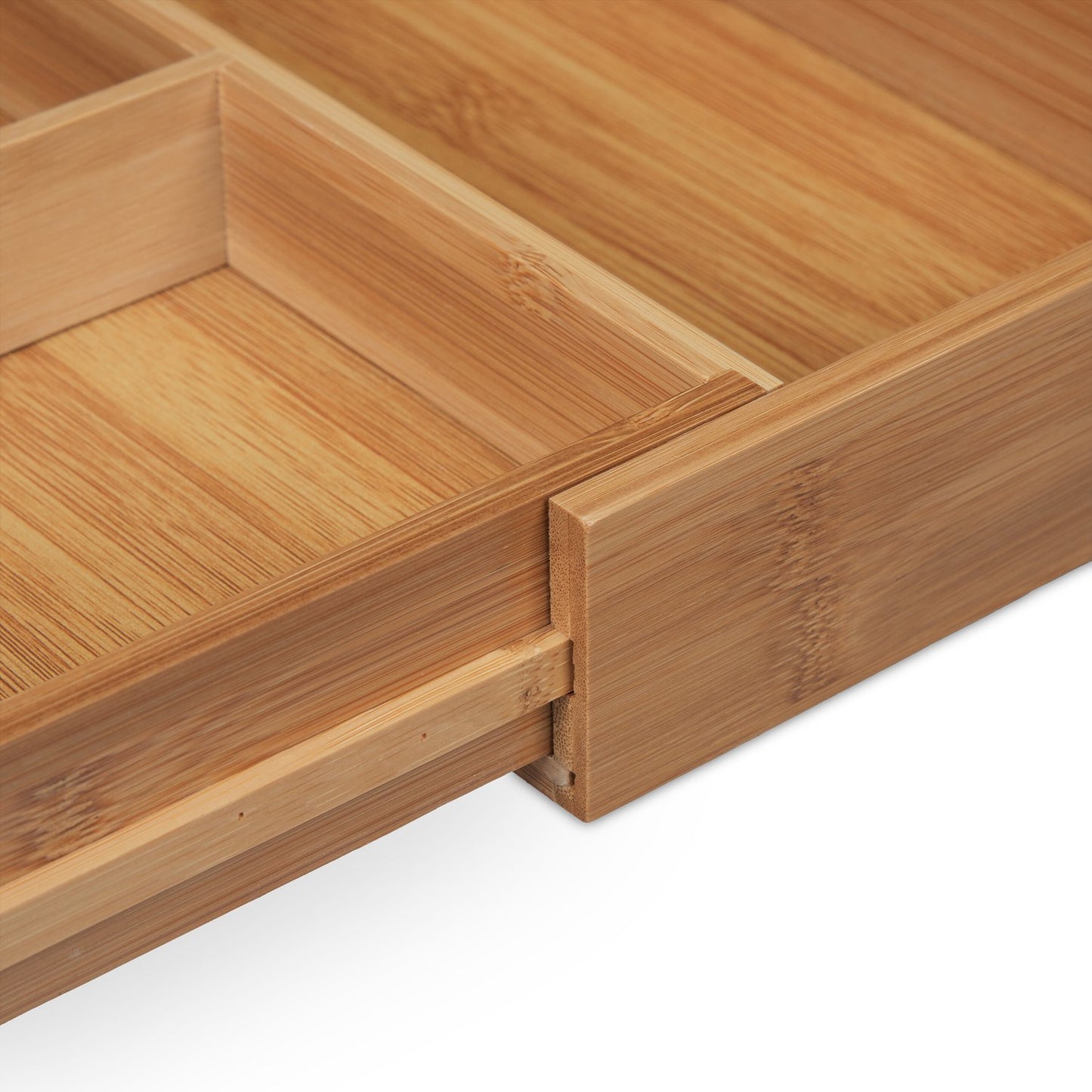 Cutlery box bamboo extendable