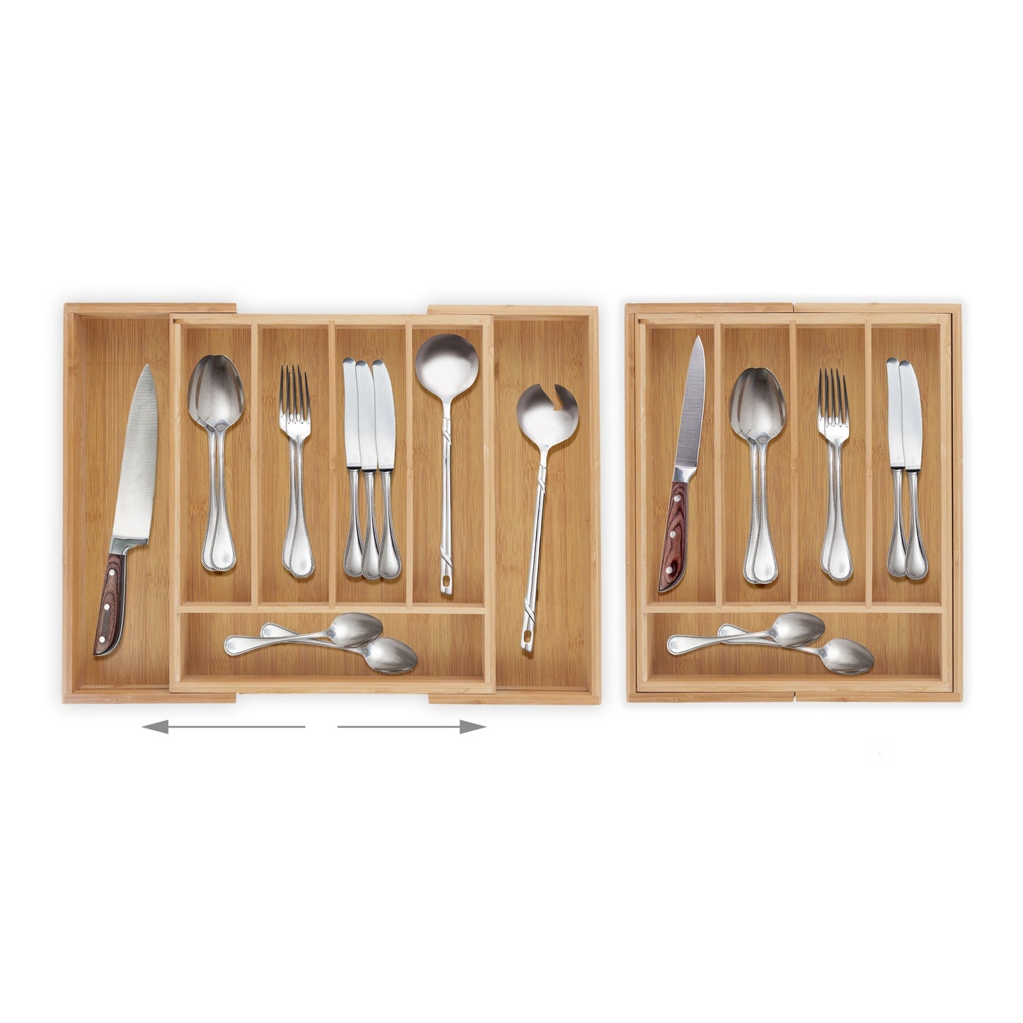 Cutlery box bamboo extendable
