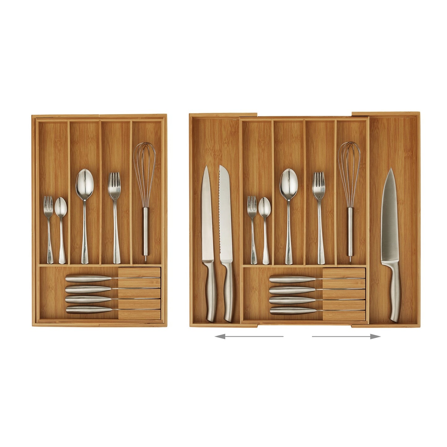 Cutlery box bamboo extendable