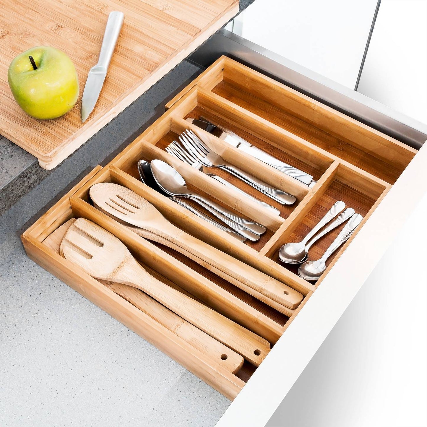 Cutlery box bamboo extendable size S