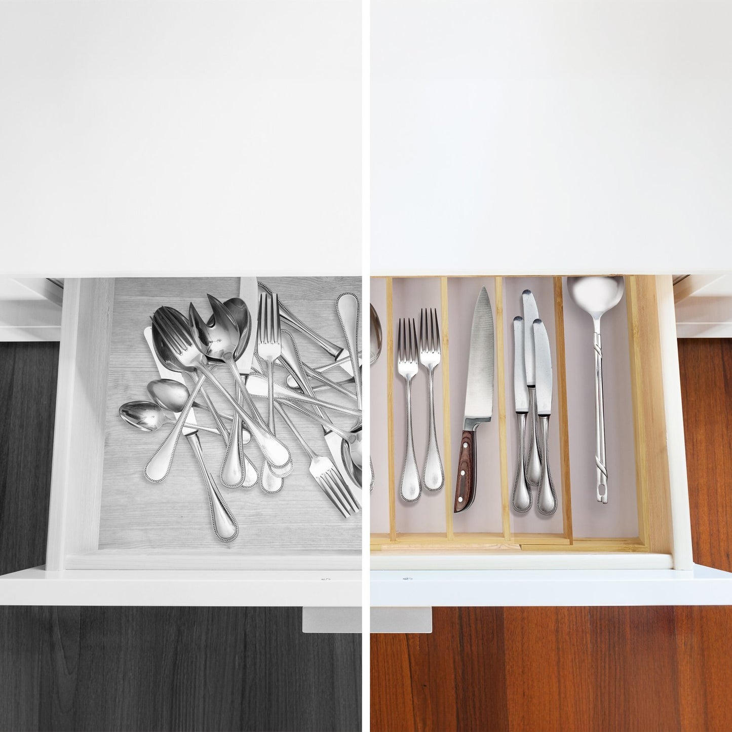 Cutlery tray bamboo 40 cm extendable