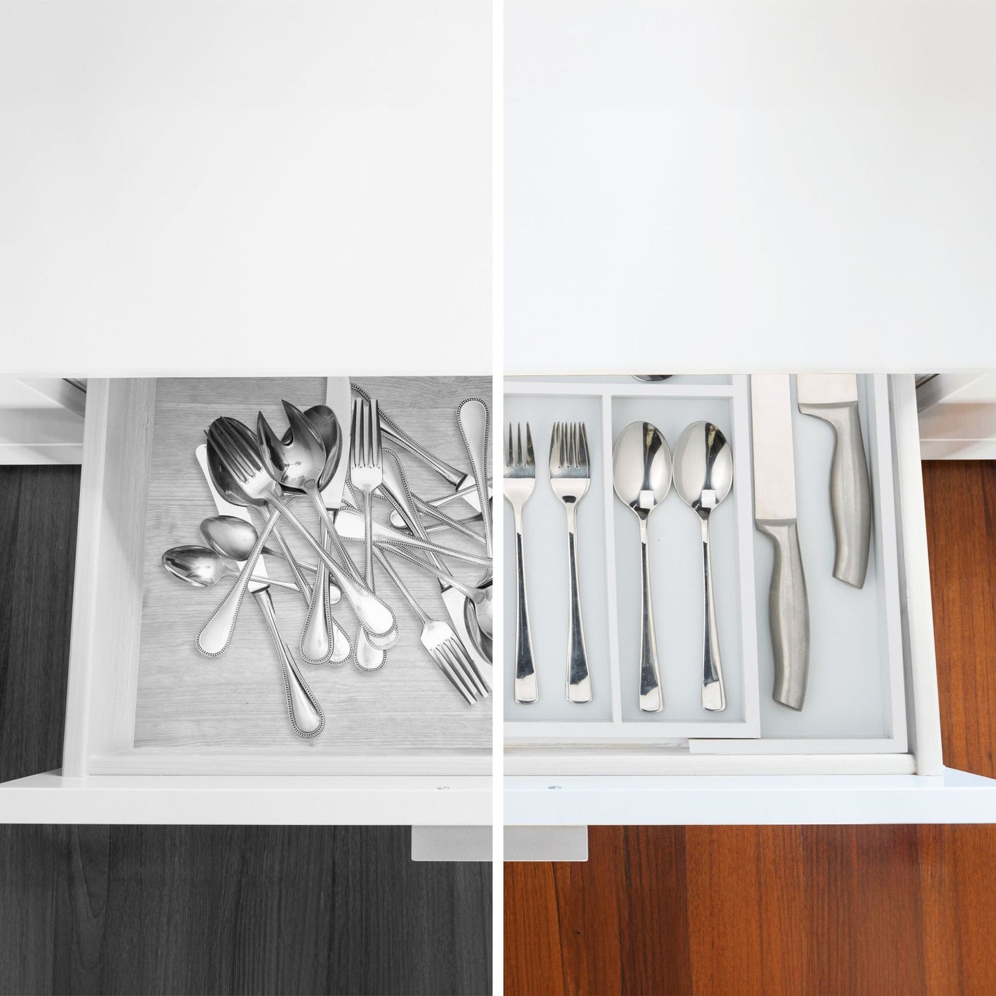 Cutlery tray bamboo white