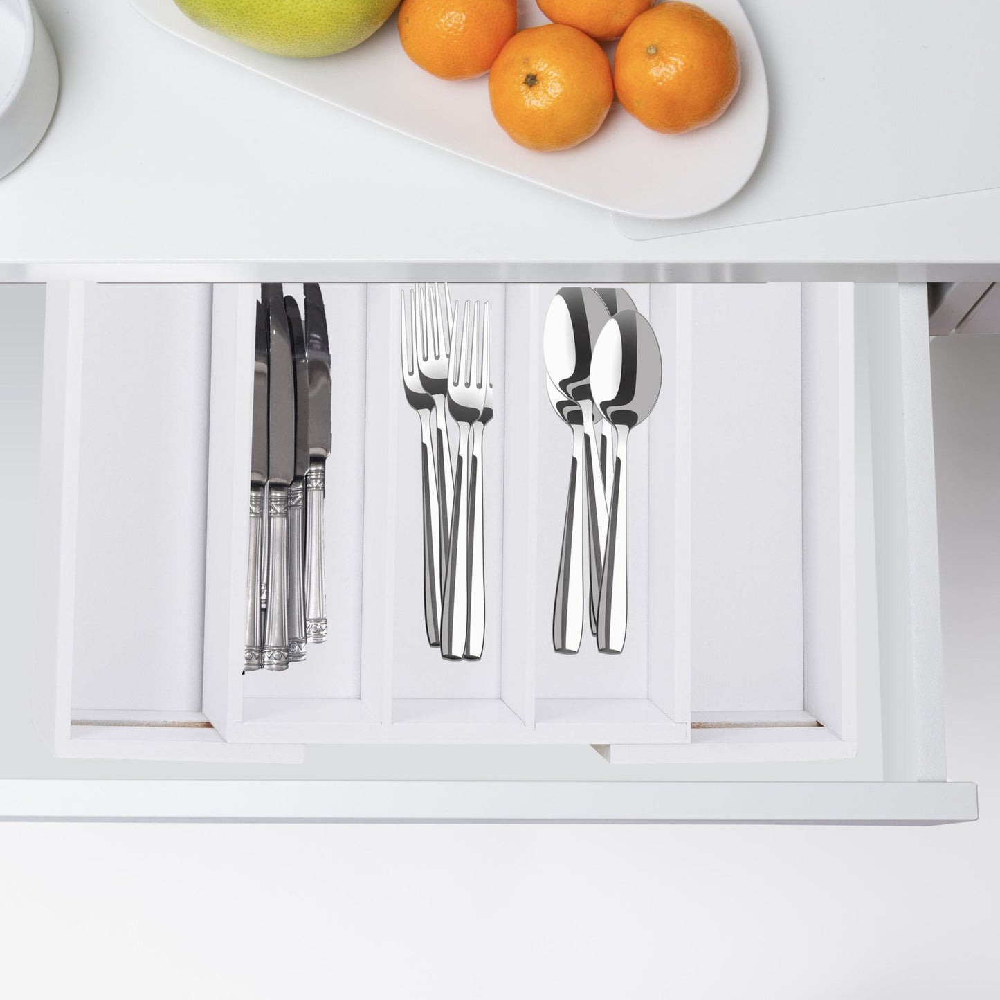 Cutlery tray bamboo white