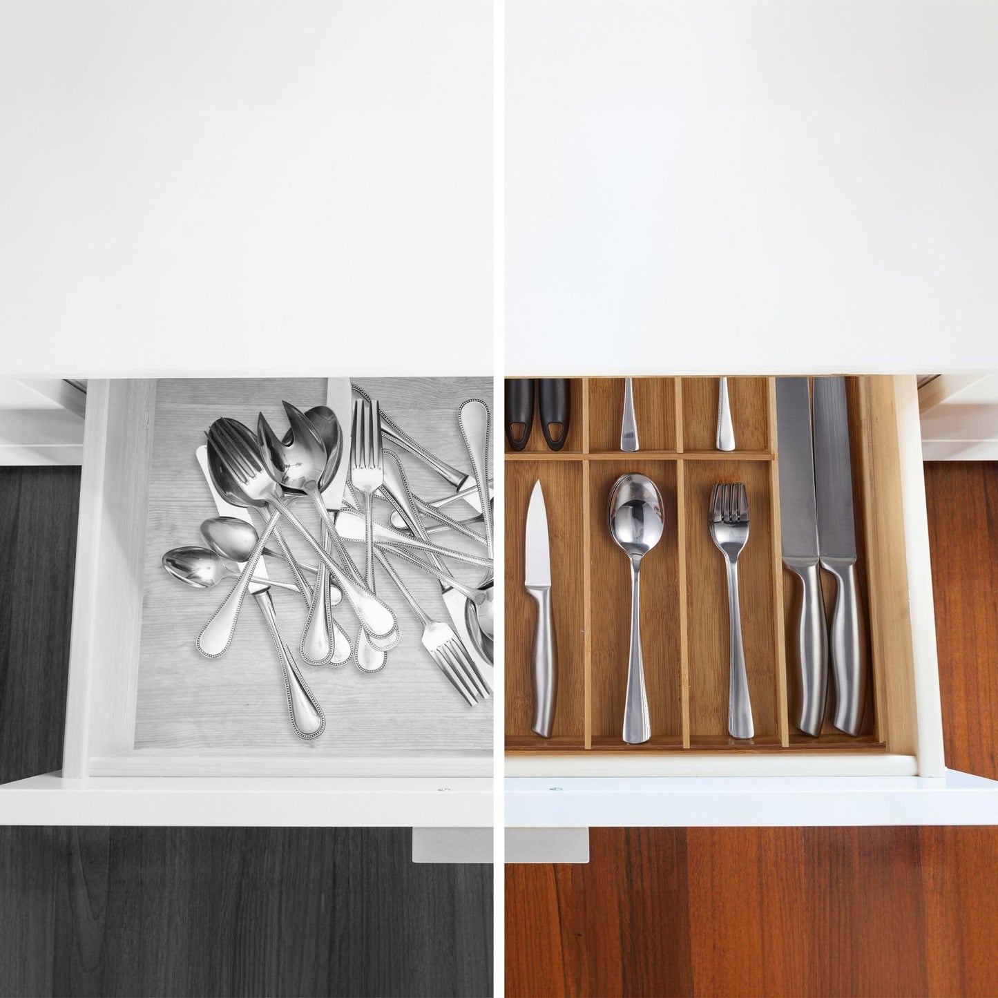 Cutlery tray in bamboo 7 compartments