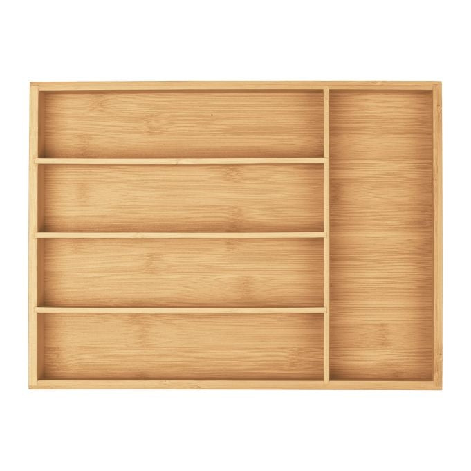 Cutlery tray in bamboo with 5 compartments