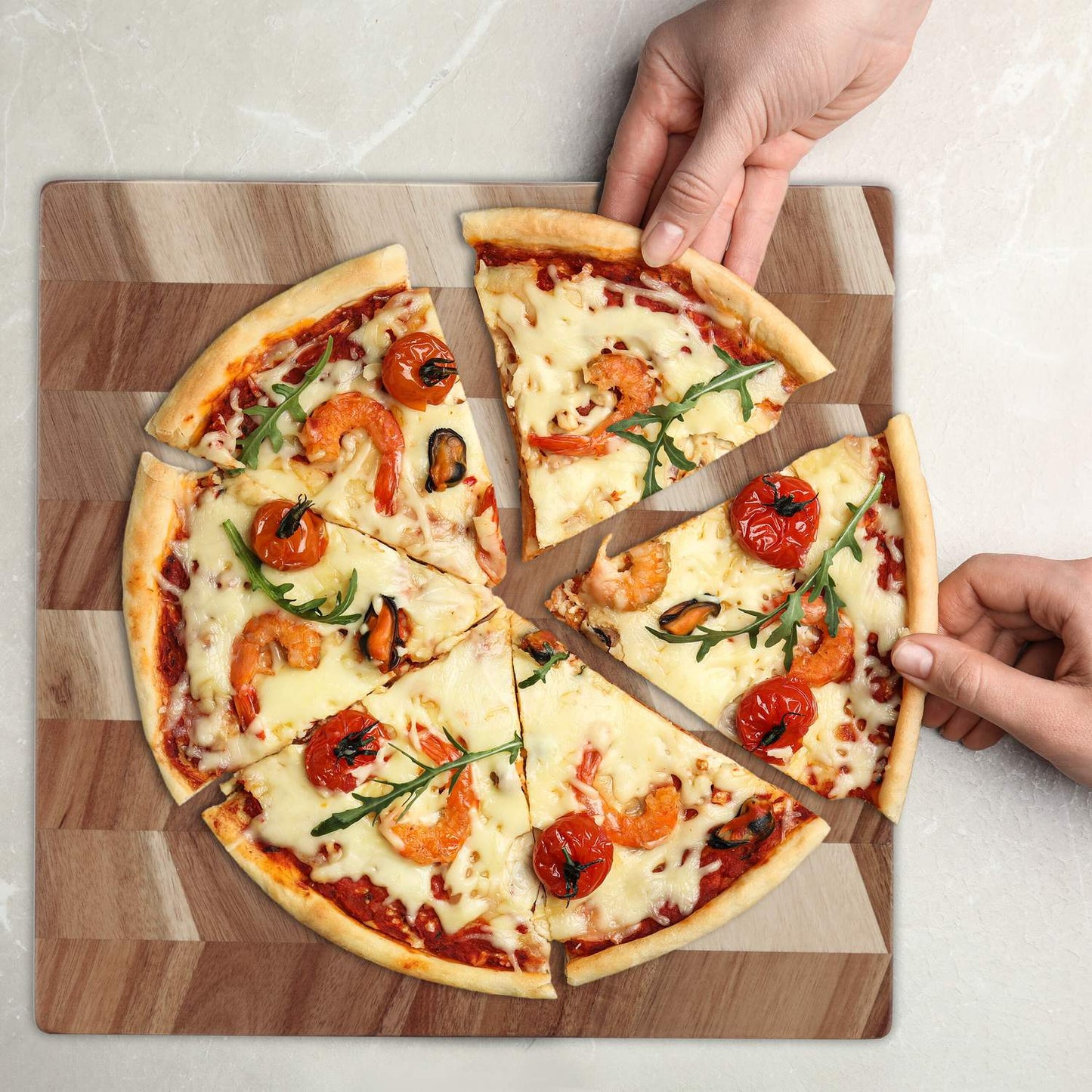 <p>Enhance your dining experience with our large acacia wood serving platter, offering durability and style for all your kitchen needs. Perfect for cutting, serving, and displaying with elegance.</p>

<ul>
<li>Enjoy solid acacia wood construction for long