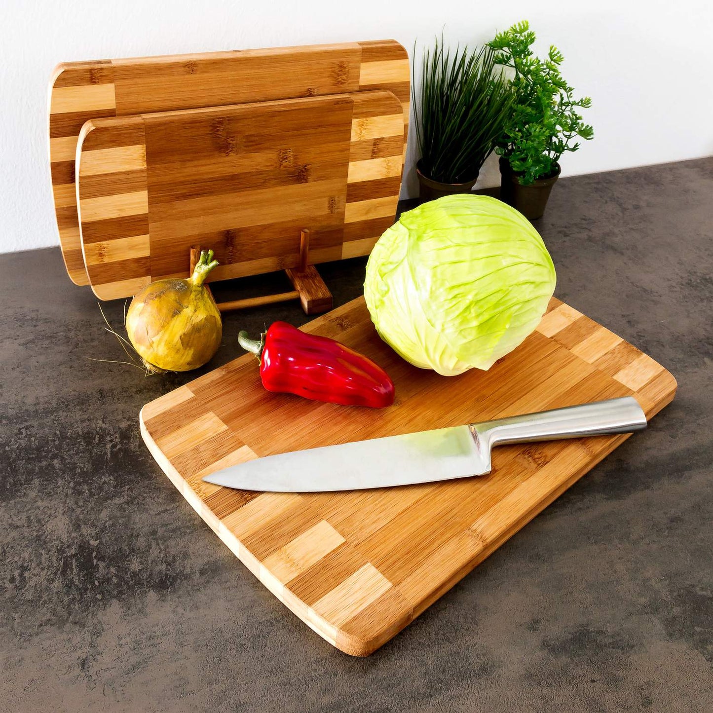 Cutting boards set with holder