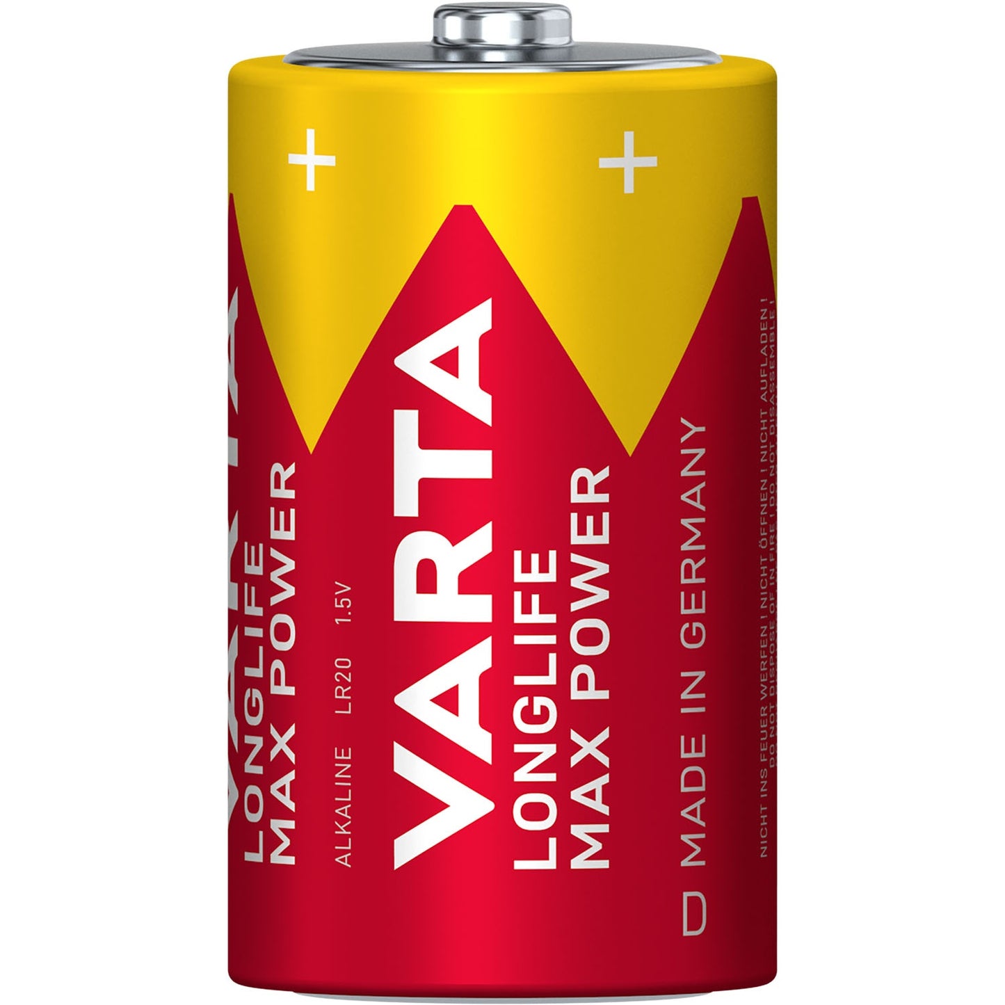 D Batteries, Longlife Max Power, 2-Pack