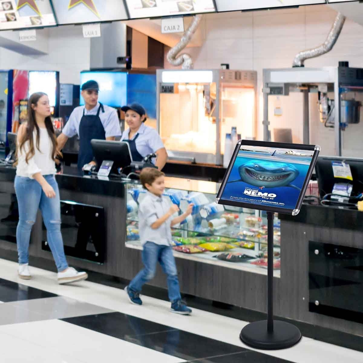 DIN A3 height adjustable presentation stand information stand-black