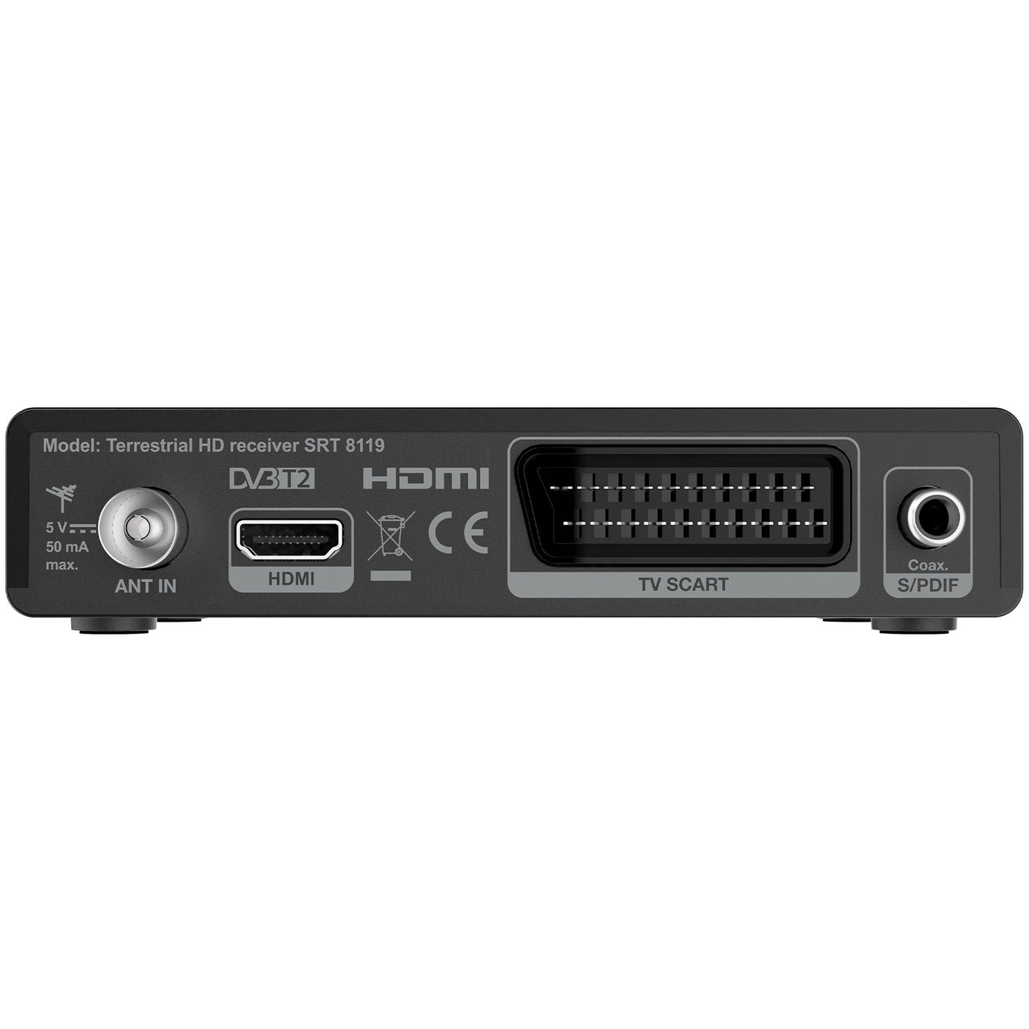 DVB-T2 HD Receiver, Free-To-Air, USB Recording, Black
