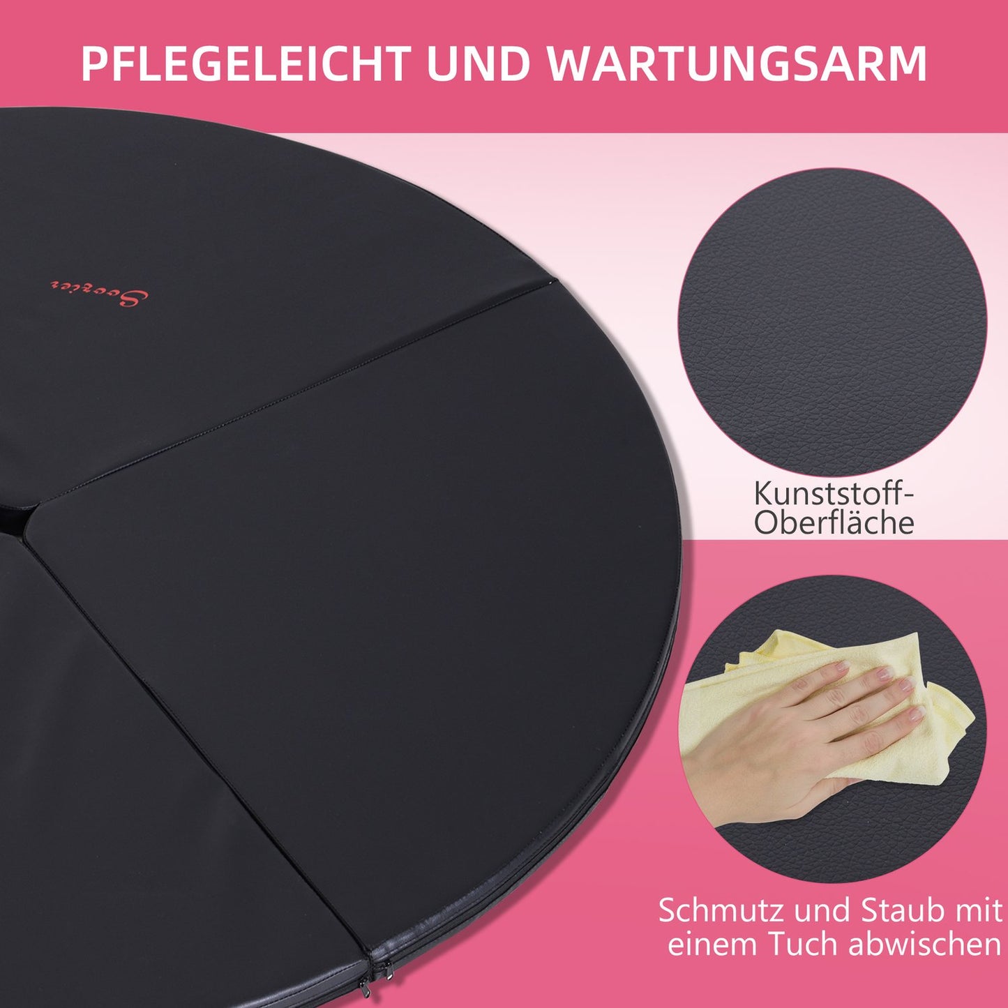 Black shock-absorbing dance pole mat, Ø 150cm, foldable