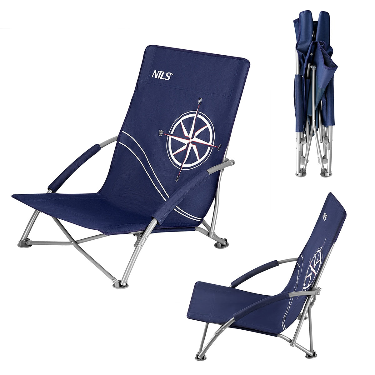 Dark Blue Beach Chair – Foldable, Lightweight